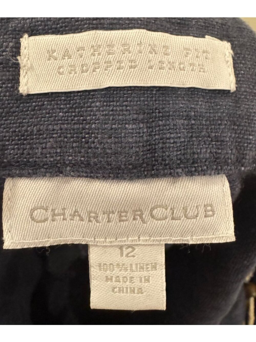 Charter Club Katherine Fit Womens Cropped Linen Pants Indigo Size 12 NWT - Picture 4 of 8